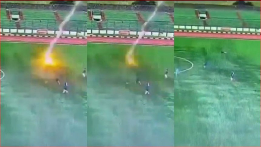 EN VIDEO: El momento exacto en que un rayo impacta de manera fulminante sobre un jugador de fútbol