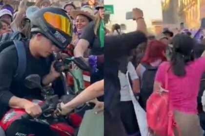 VIDEO: La trifulca que se armó durante marcha de mujeres en México entre un motorizado y las manifestantes