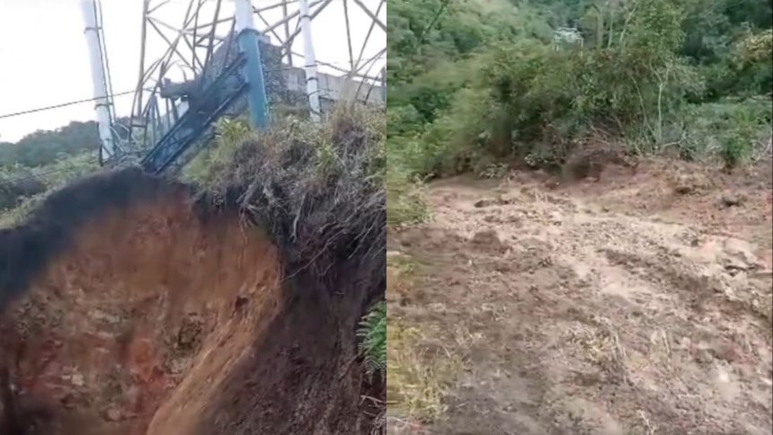 Reportan deslizamiento de tierra cercano a una de las torres del sistema de carga del teleférico de Mérida