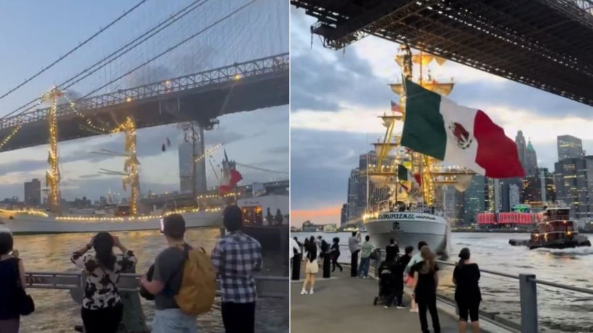 VIDEOS: El impactante choque de un buque escuela mexicano con el puente de Brooklyn