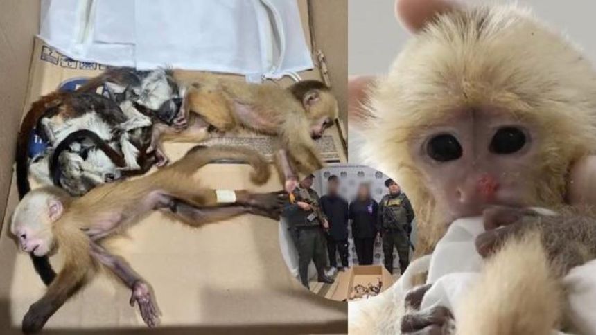 EN COLOMBIA: Dos extranjeros intentaron tráficar seis simios bebés hacia Dominicana, los llevaban en sus partes íntimas