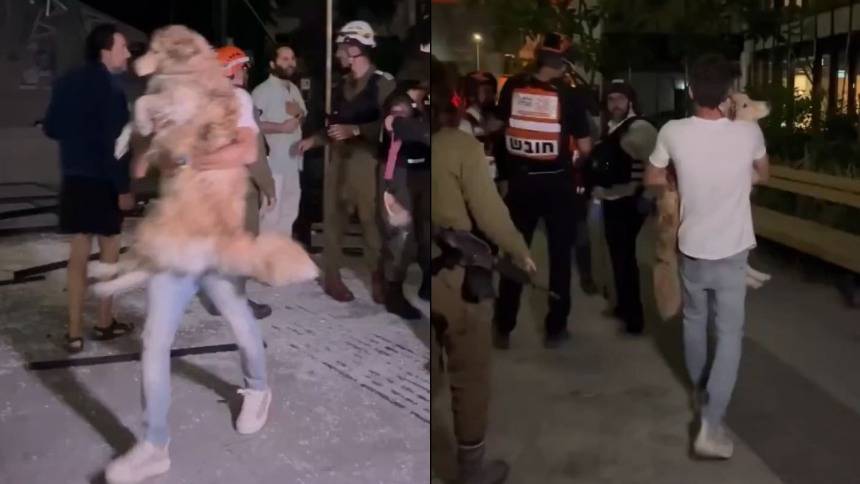 EN VIDEO: El emotivo rescate de un perro de uno de los edificios impactados por misiles iraníes en Israel