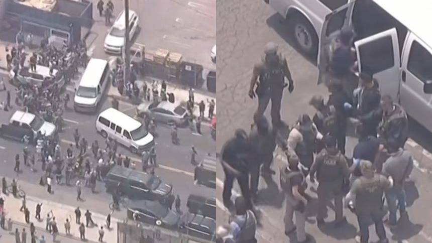 VIDEOS: Registran enfrentamientos entre agentes del ICE y manifestantes en Los Ángeles por segundo día consecutivo