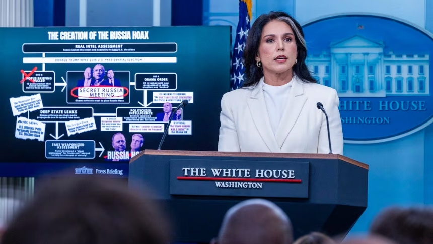 En una rueda de prensa que sacudió este miércoles, 23 de julio, el panorama político estadounidense, la directora de Inteligencia Nacional, Tulsi Gabbard, presentó lo que calificó como “evidencia irrefutable” de una supuesta conspiración liderada por el expresidente del país Barack Obama para deslegitimar la victoria electoral de Donald Trump en 2016.  