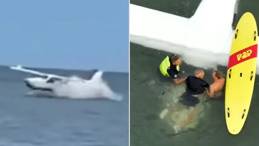Un piloto de Carolina del Norte (EEUU) estuvo a punto de perder la vida, cuando el pequeño avión que conducía terminó precipitándose en el océano. 