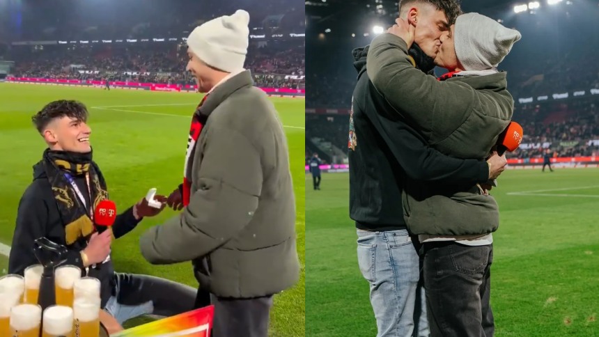 VIDEO VIRAL: Árbitro alemán le pidió matrimonio a su novio previo a un partido, frente a 50.000 espectadores